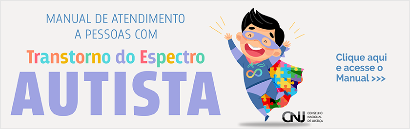 Manual de Atendimento a Pessoas com TEA com a imagem de um menino vestido de super-herói com a capa de quebra cabeça coloridos