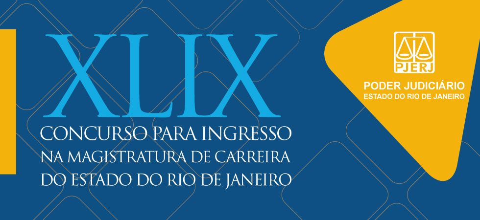 Arte com banner do concurso para a magistratura. 