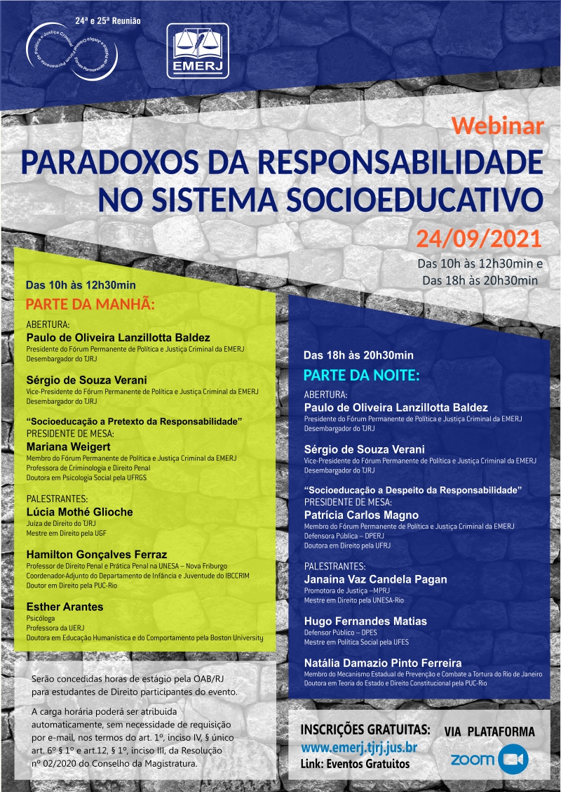 Evento Paradoxos da responsabilidade no sistema socioeducativo