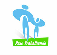 Logomarca do Projeto Pais Trabalhando - Representação de um pai de mão dada com seu filho com a frase Pais Trabalhando logo abaixo