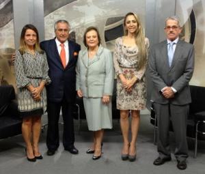 A presidente do TJRJ, desembargadora Leila Mariano, com os desembargadores Claudia Telles de Menezes e Antônio Saldanha Palheiro e os apresentadores Leleco Barbosa e Cláudia Cataldi no programa 'Deles & Delas'