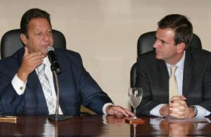 O presidente do TJRJ, desembargador Luiz Zveiter, com o prefeito do Rio, Eduardo Paes, durante reunião sobre o Transcarioca