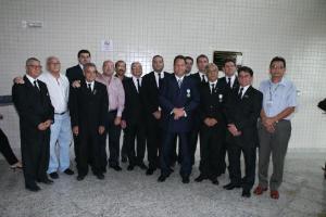 O presidente do TJRJ, desembargador Luiz Zveiter, com os membros da Loja Maçônica Moreira Guimarães Terceira nº 9.