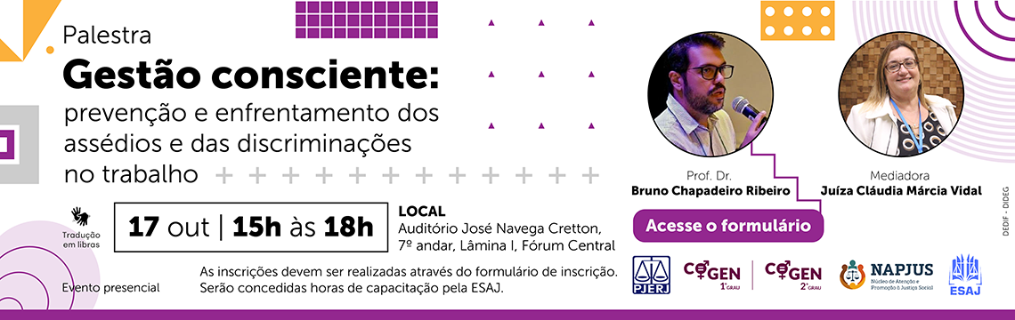 imagem - Banner de divulgação de uma palestra presencial com o título 