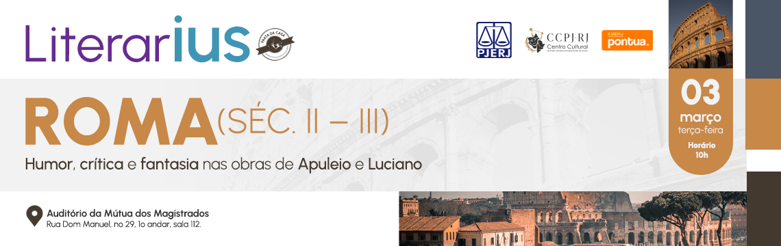 imagem - Literarius apresenta: Roma (séc. II-III): Humor, Crítica e Fantasia nas obras de Apuleio e Luciano - 03 de março - acesse o sympla