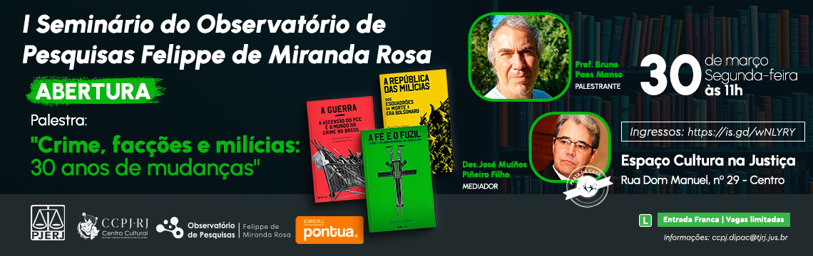 imagem - I Seminário do Observatório de Pesquisas Felippe de Miranda Rosa. ABERTURA  Palestra:  