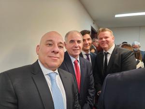 O juiz Rafael Estrela Nóbrega acompanhado do Corregedor-Geral da Justiça, desembargador Marcus Basílio e dos juízes Sandro Pitthan Espíndola e Marcelo Oliveira