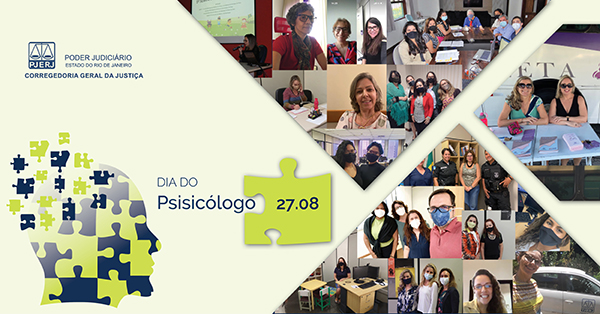 Banner com as fotos dos psicólogos que atuam no TJRJ