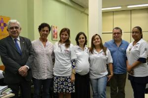 O Corregedor-Geral, Des. Azevedo Pinto, a Juíza Adriana Ramos de Mello com a equipe técnica de psicólogos e assistentes sociais.