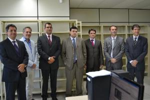 Os juízes Ralph Machado, Paulo Assed, o Chefe de Gabinete, Geraldo Aymoré, com os juízes Marcos Brito, Wladimir Hungria, Heitor Campinho e Geraldo Batista.