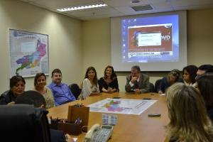 Lindinalva Aguiar Pavanelli, Diretora do Departamento de Suporte Operacional; Maria Cristina Ferreira, RDS do DESOP; Celso Lopes Vargas Fernandes, do DESOP; Cristiane de Sousa Pinho, RDS da DIPES; Jaqueline Branco Ferreira, da DIPES; Carlos Augusto de Almeida Pavanelli, Diretor da Divisão de Pessoal e Sandra Pinto Levy, Diretora da DIATI.