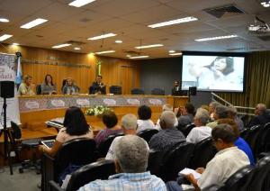 A Diretora do DEAPE, Rosilea Palheiros, a Juíza Flavia Justos,  a Desembargadora Cristina Tereza Gaulia e o Chefe de Gabinete da CGJ, Geraldo Aymoré Junior