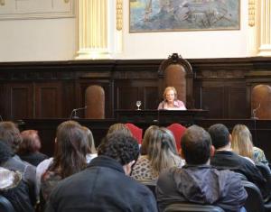 A Presidente do TJRJ, Desembargadora Leila Mariano, ao apresentar o balanço do primeiro ano de sua gestão.