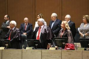 A corregedora-geral da Justiça, desembargadora Maria Augusta Vaz, esteve presente na posse da magistrada