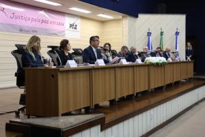 O Corregedor-Geral da Justiça discursa na abertura da 8ª edição da Semana Justiça Pela Paz em Casa