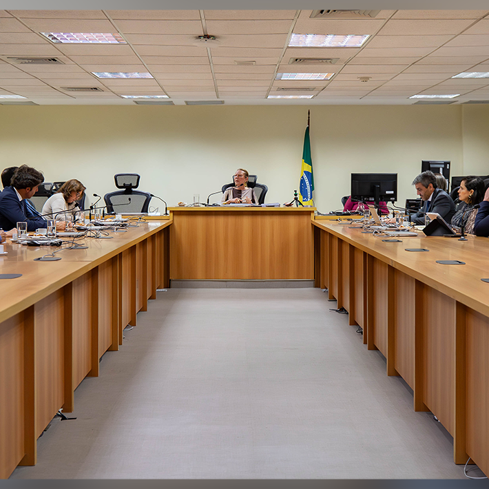 Ao centro, a desembargadora Maria Angélica Guedes, 2ª vice-presidente do TJRJ e supervisora do GMF-RJ, presidiu a reunião que contou com a participação dos juízes auxiliares da 2ª vice-presidência, Marcello Rubioli; Márcia Correia Hollanda, Marco Couto e Daniela Bandeira de Freitas, além da juíza auxiliar da presidência, Alessandra de Araújo Bilac Moreira Pinto; o juiz auxiliar da Corregedoria Geral, Bruno Monteiro Rulière; autoridades do Ministério Público, Defensoria Pública e da Secretaria de Administração Penitenciária (Seap)