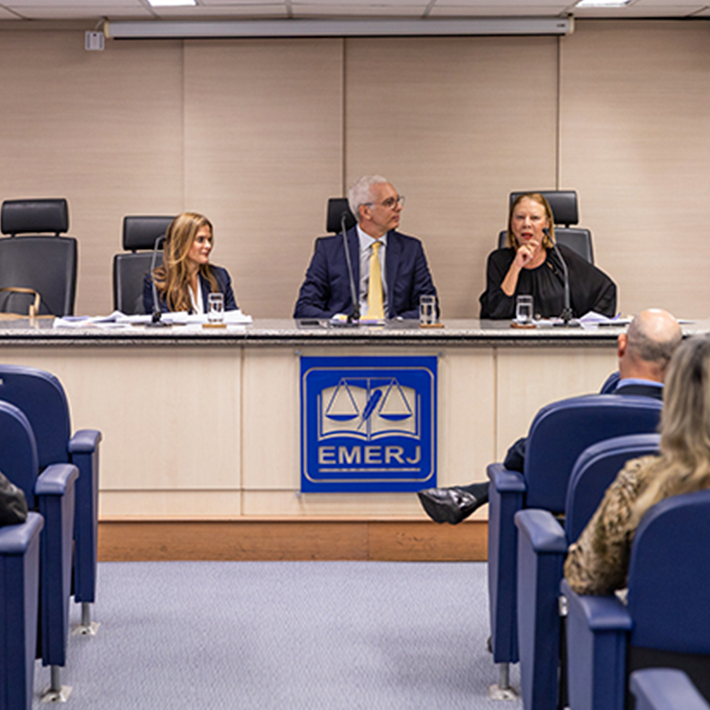A juíza Luciana Fiala e os desembargadores Wagner Cinelli e Maria Angélica Guimarães debatem o tema