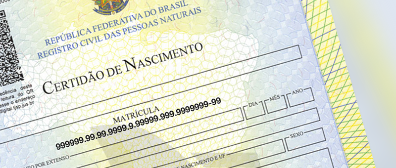 Imagem de uma certidão de nascimento 