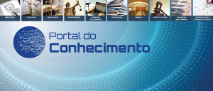 Próximo ao meio da imagem, em tons azulados, o texto “Portal do Conhecimento”, tendo à esquerda sua logomarca. Em cima, dez ícones dos temas integrantes do portal, sendo, da esquerda para a direita, os seguintes títulos: EMENTÁRIOS, LEGISLAÇÃO, PRECEDENTES, JURISPRUDÊNCIA, PESQUISAS SELECIONADAS, PUBLICAÇÕES, SÚMULAS, AÇÕES COLETIVAS, SENTENÇAS SELECIONADAS e, por último, FERIADOS LOCAIS E SUSPENSÃO DE PRAZOS.