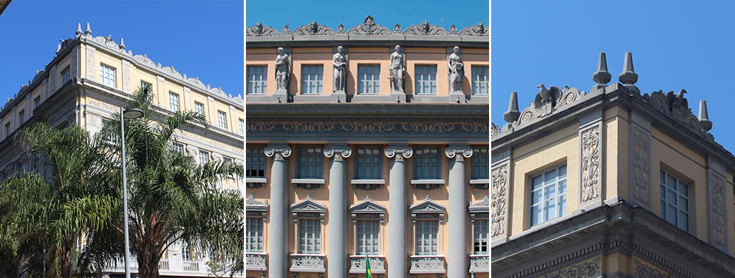 Banner com as imagens: fachada do Museu da Justiça.