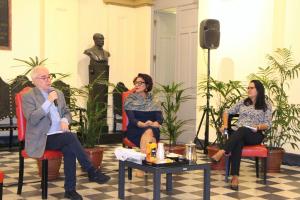 Godofredo de Oliveira Neto, a diretora do Museu da Justiça, Siléa Macieira e a diretora da Divisão de Gestão Ambienta, Cláudia Schkrab