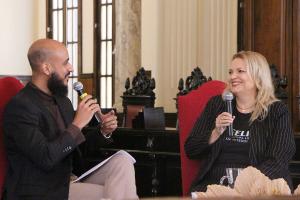 Whiverson Reis, arte educador do Museu da Justiça e Tina França