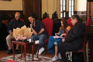 Whiverson, arte educador do Museu da Justiça e o participantes: Aldo Frey, Maria Fernanda Fróes Linhares e Márcio Castro de Aguiar