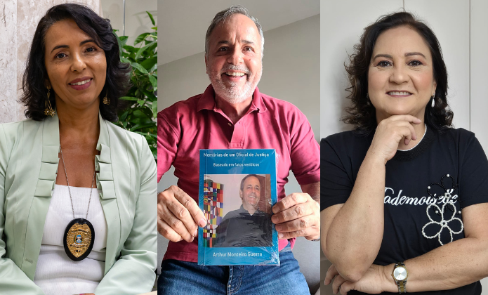 Claudete Pessôa (E), Arthur Guerra e Andreia Nunes colecionam histórias inusitadas ao longo da carreira de oficial de justiça do TJRJ