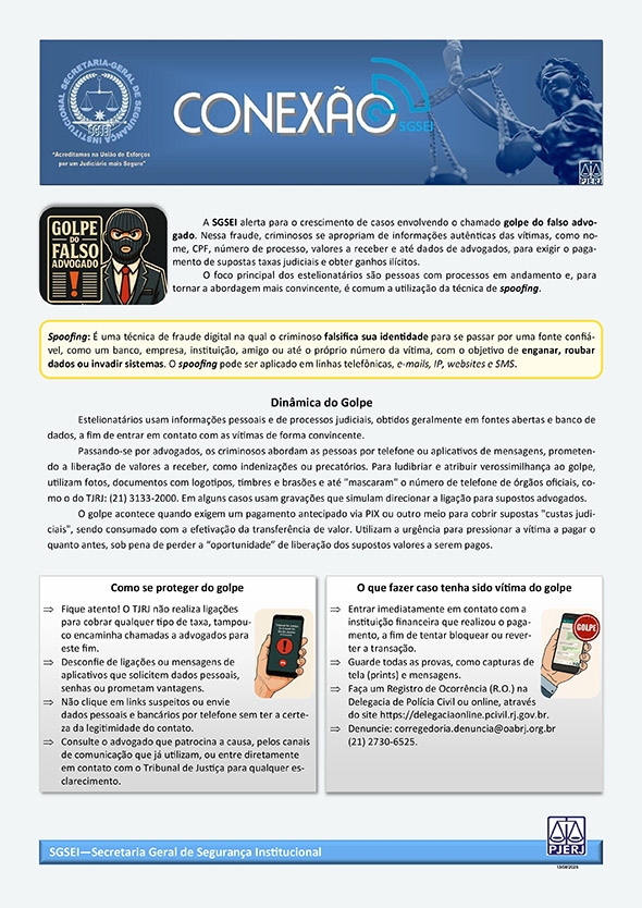 Informativo sobre o golpe do falso advogado