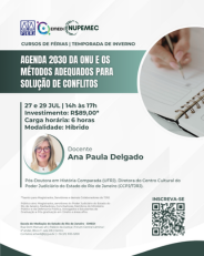 CURSO DE QUALIFICAÇÃO: AGENDA 2030 DA ONU E OS MÉTODOS ADEQUADOS DE SOLUÇÃO DE CONFLITOS